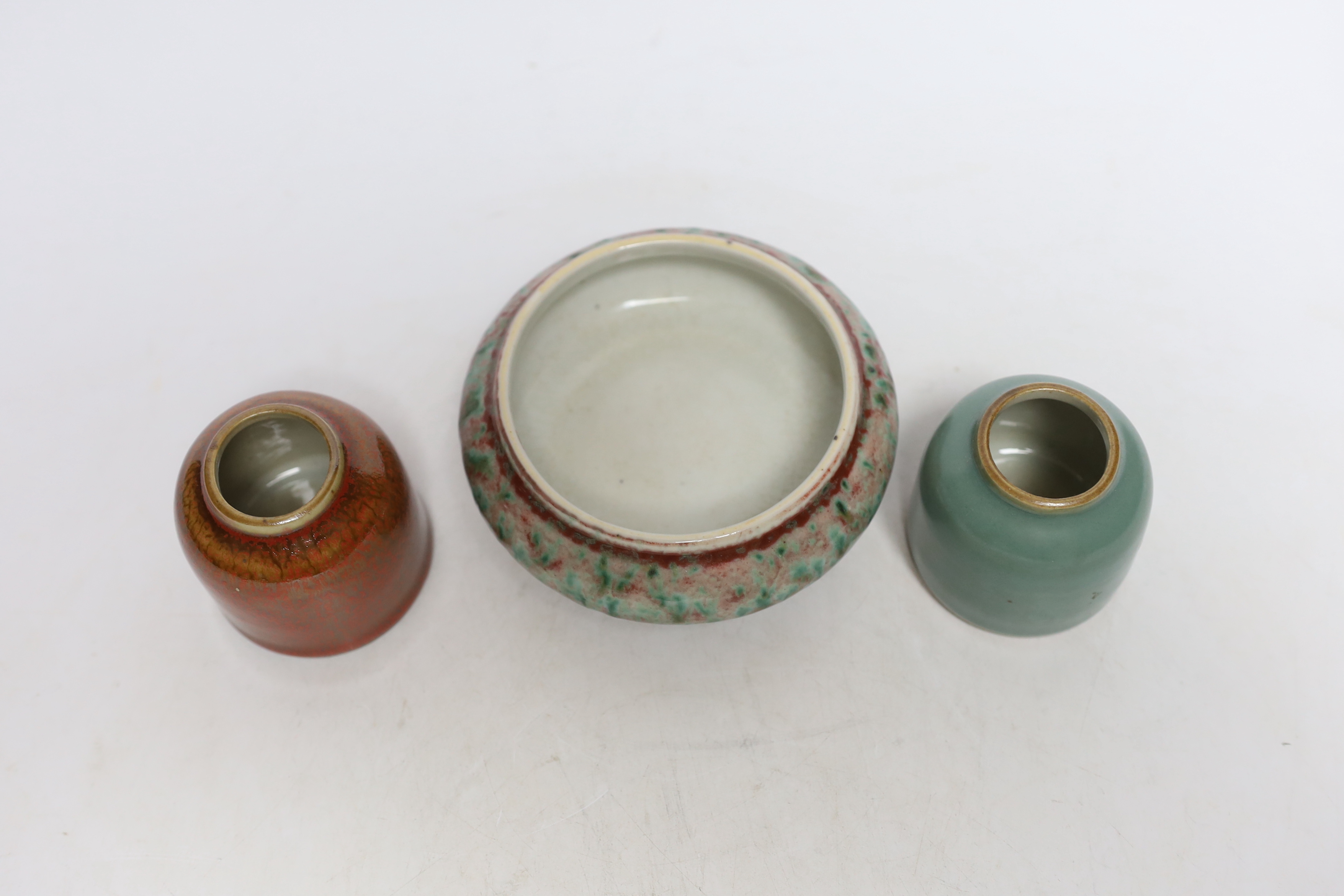 A group of Chinese flambé brushwashers, tallest 6cm